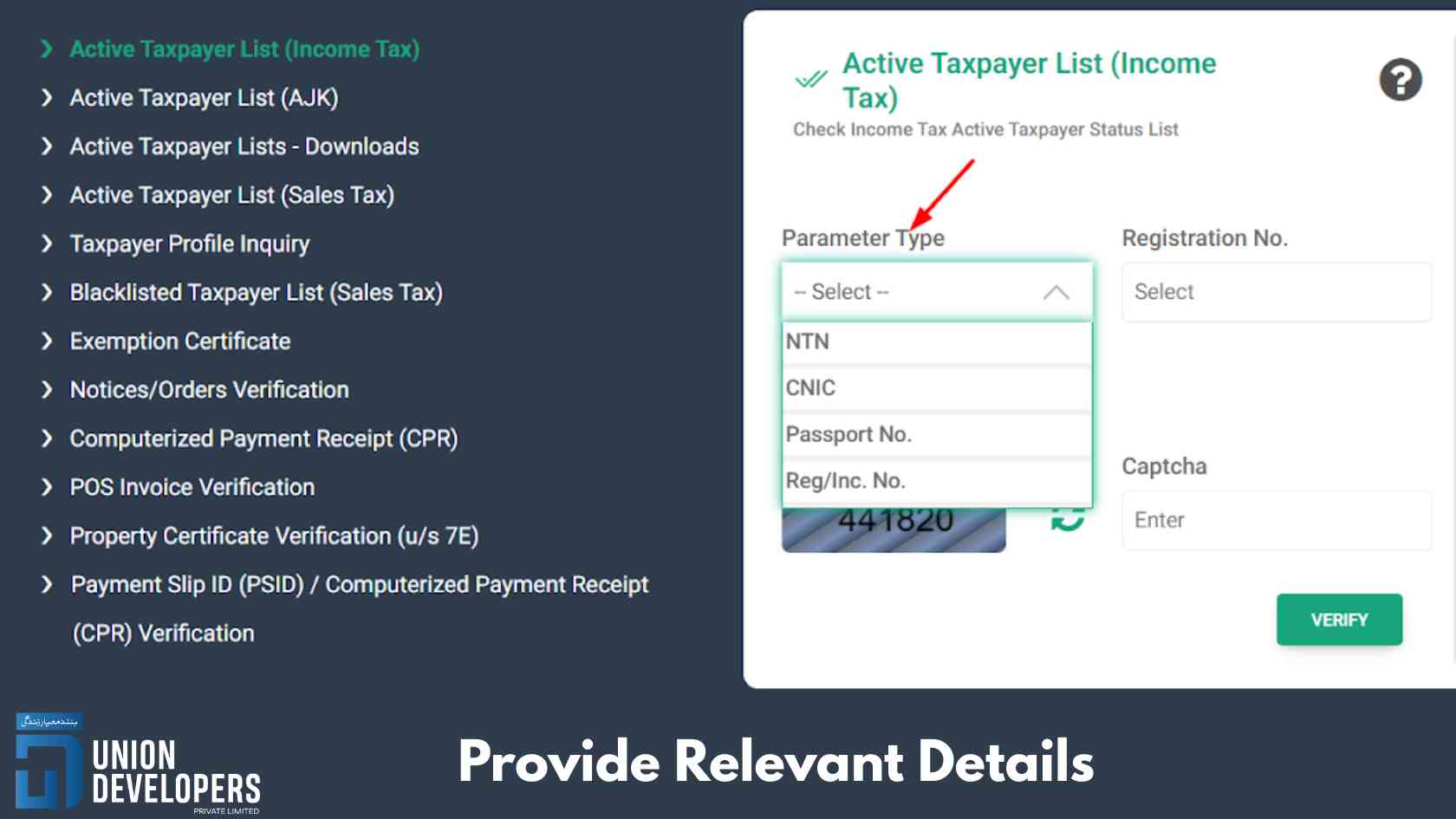 Provide Relevant Details To Check the Filer Status