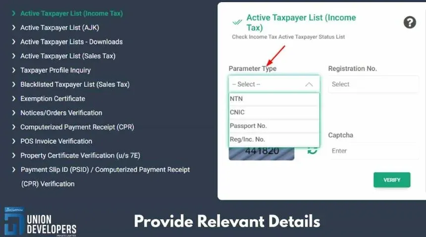 Provide Relevant Details To Check the Filer Status