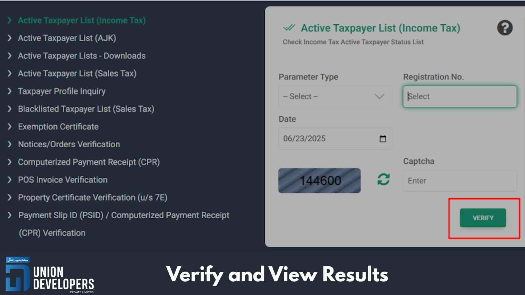 Verify and View Results for Filer Status